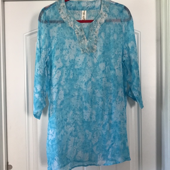 Sheer aqua tunic - Picture 1 of 5